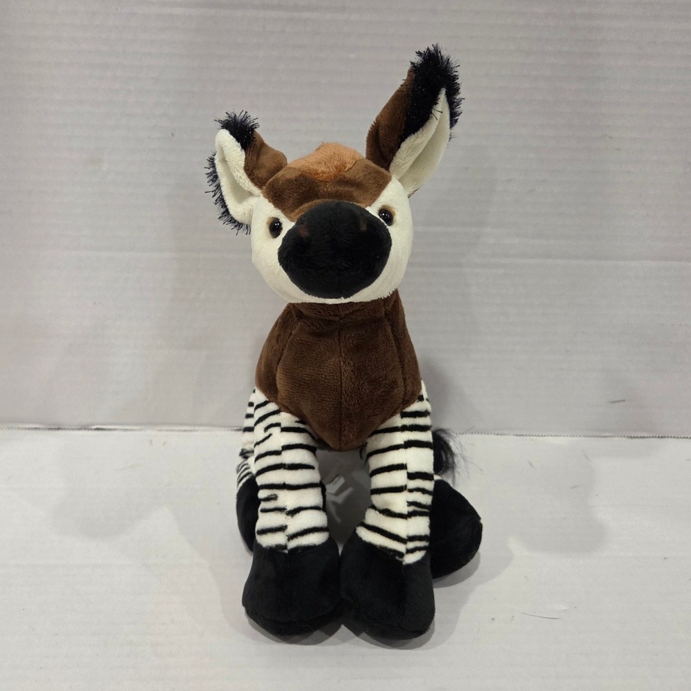 Ganz Webkinz Okapi Plush Stuffed Animal Brown Zebra Striped HS184 No Code